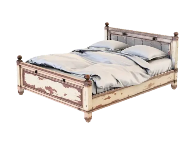 Modèle 3D Super king-size bed, but it looks scruffy, like it has been in an empty house for years.… - Torn, généré par IA