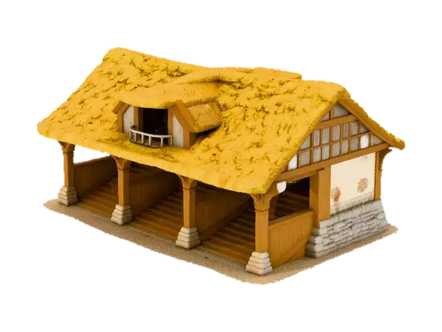 Medieval Stable Design 3D model, vytvořený pomocí AI