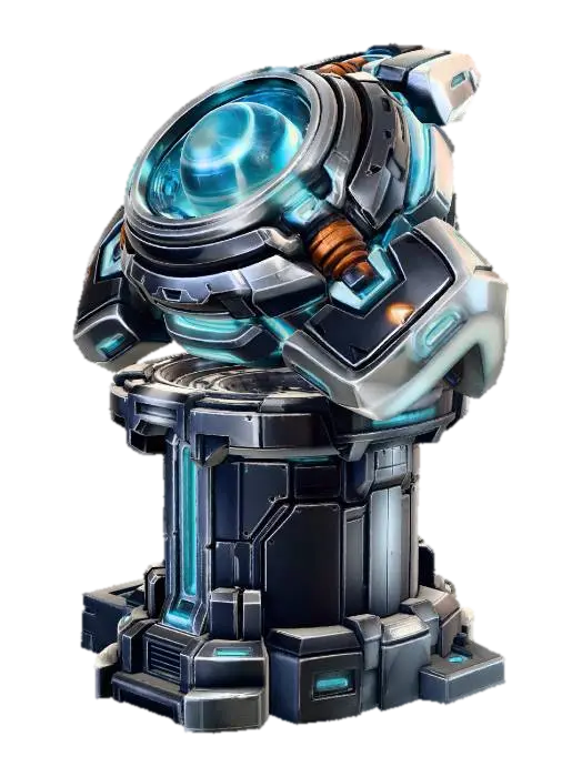 Blue Quantum Core - Powered 3D model, vytvořený pomocí AI