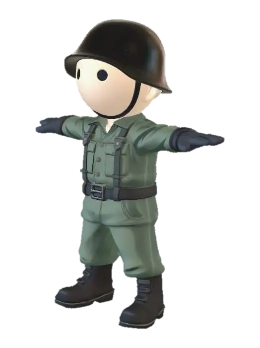 Open Arms Soldier - Combatant 3D model, vytvořený pomocí AI