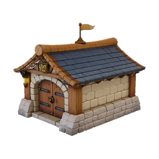 Blue Tile Roof Cottage 3D model, vytvořený pomocí AI