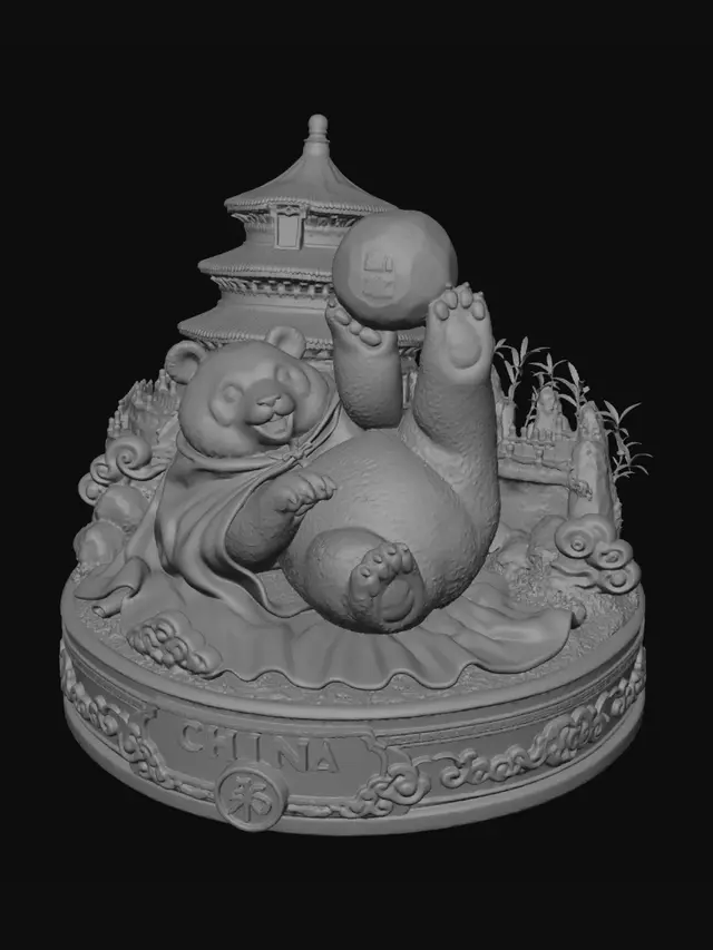 3D model for Panda in a Crimson Cloak of China