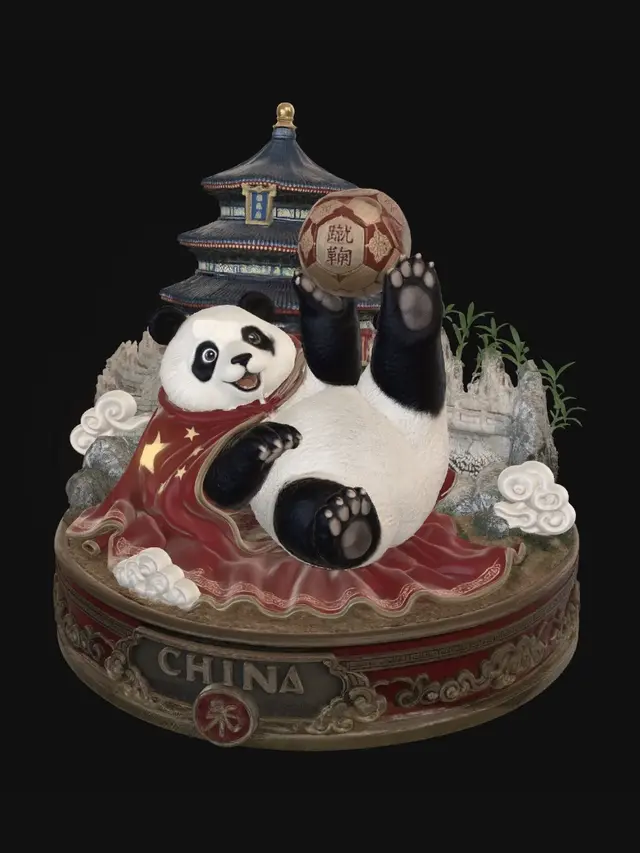 3D model for Panda in a Crimson Cloak of China