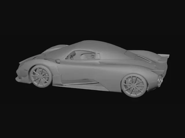 3D model for Build a Pagani Zonda sports car with cool details that look like the real thing. The car's windows are transparent, visible from the outside and inside. Inside, the car has two nice sports seats, all of which are detailed to resemble the real thing.