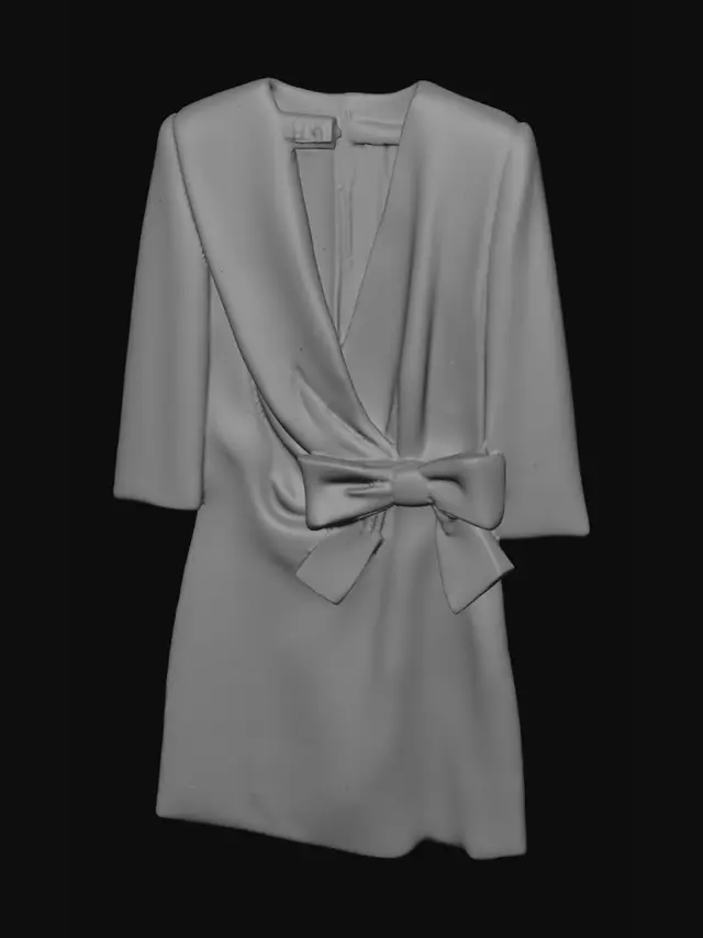 3D model for Crimson Wrap Dress with Black Bow