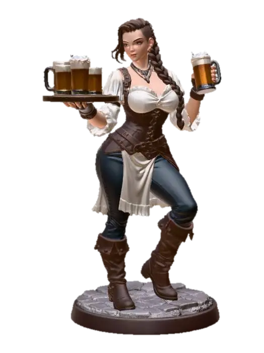 Brew Mistress of the Tavern 3D model, vytvořený pomocí AI