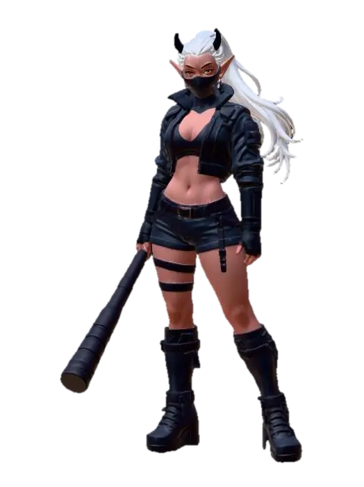 She Demon Enforcer 3D model, vytvořený pomocí AI