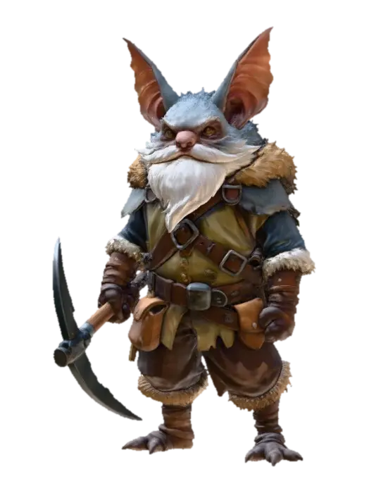 Bat Dwarf Miner - Gnome 3D model, vytvořený pomocí AI