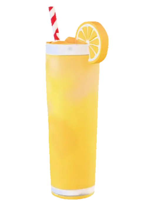 A detailed 3D model of a refreshing glass of lemonade filled with bright yellow… 3D model, vytvořený pomocí AI