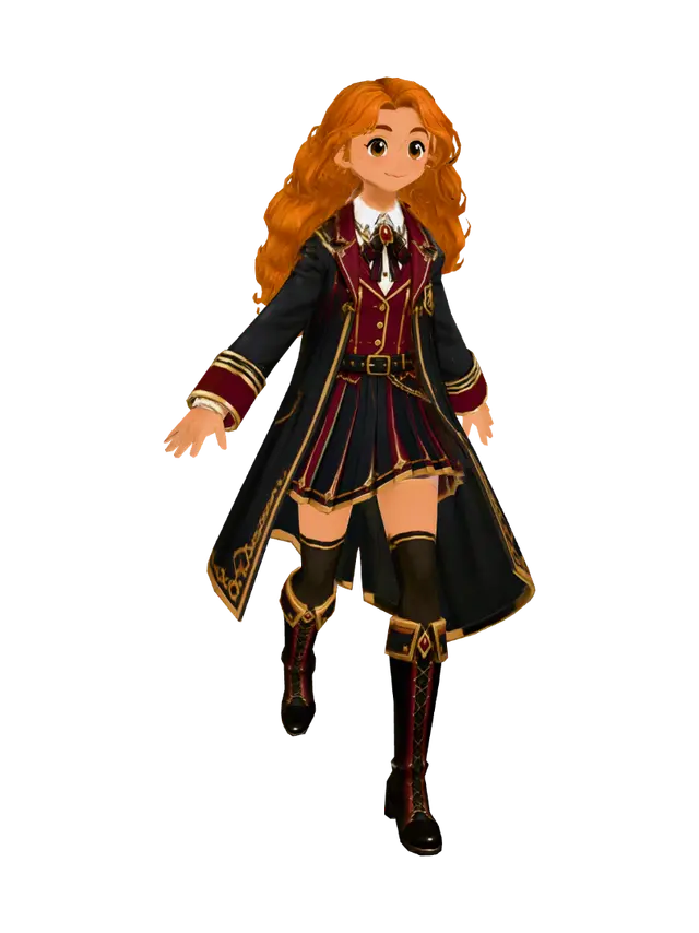 3D model for Crimson-haired Academy Student in a Dark Uniform