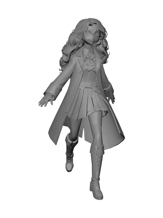 3D model for Crimson-haired Academy Student in a Dark Uniform