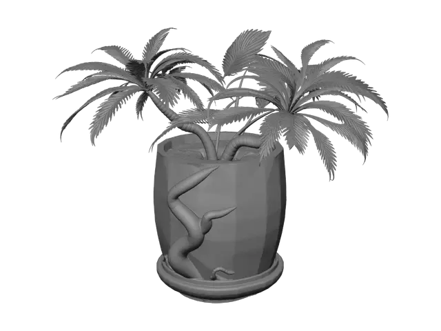 3D model for pflanzenübertopf mit Palmenmuster
