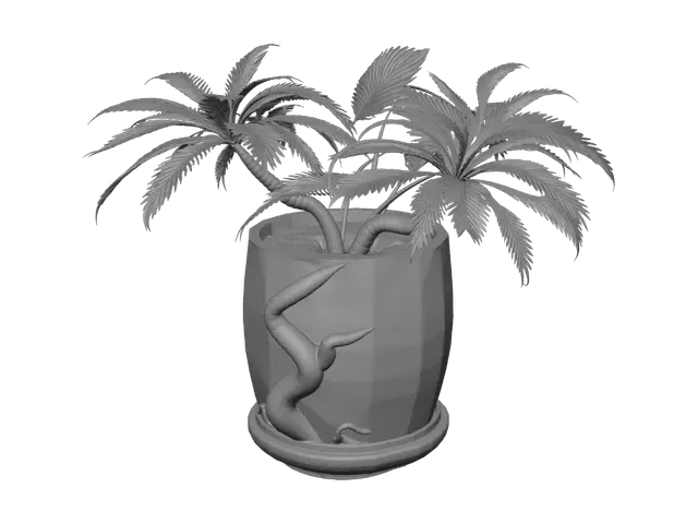 3D model for pflanzenübertopf mit Palmenmuster