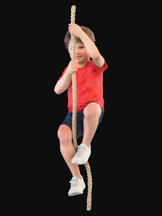 3D model for 3d realistic model of child 8 years old climbing a rope