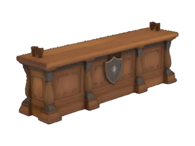 long wooden counter for a medieval fantasy guild hall - Miniatures 3D model, vytvořený pomocí AI
