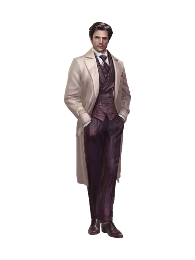 Dapper Victorian Gentleman 3D model, vytvořený pomocí AI