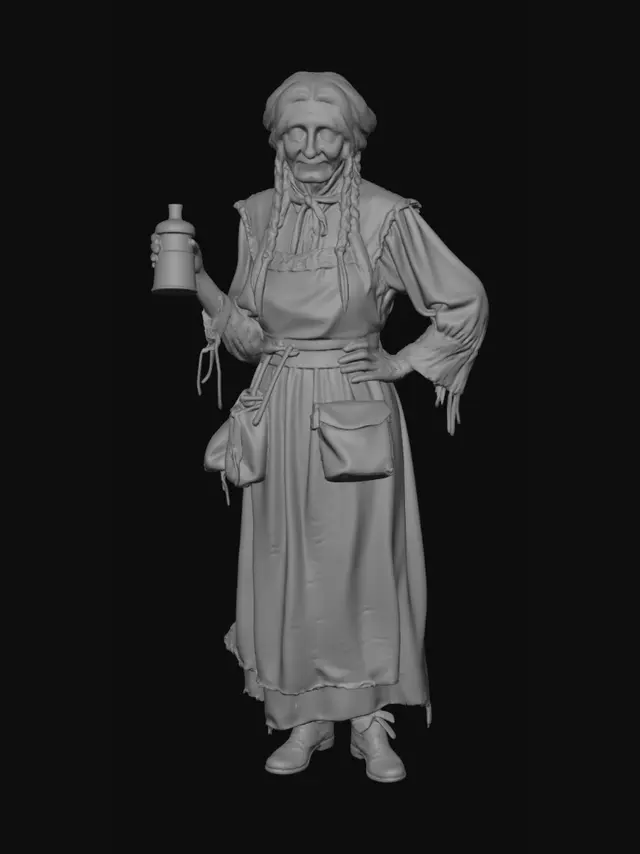 3D model for Old Woman with a Metal Mug