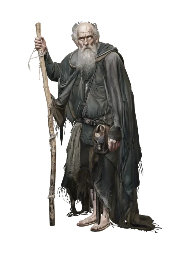 The Wandering Hermit - Guide 3D-model, gegenereerd door AI