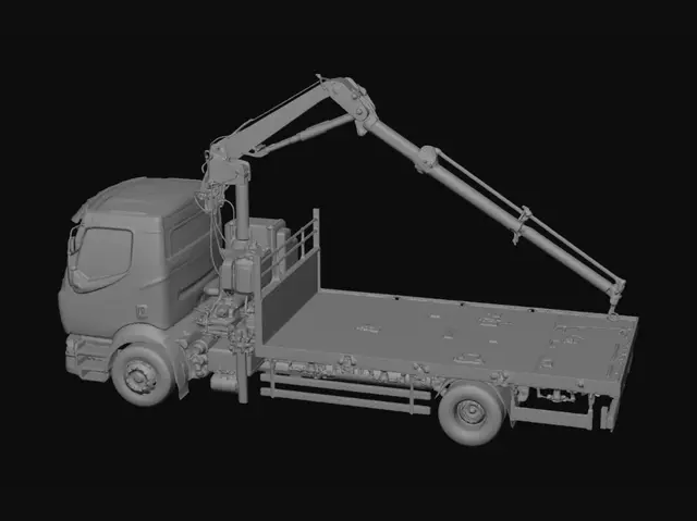 3D model for Crane-Equipped Flatbed Hauler