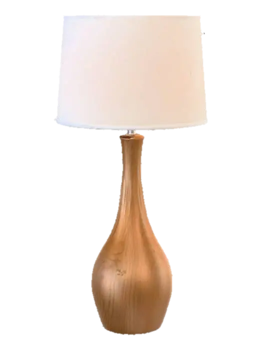 3D model for A simple table lamp with a round fabric shade and a smooth wooden base