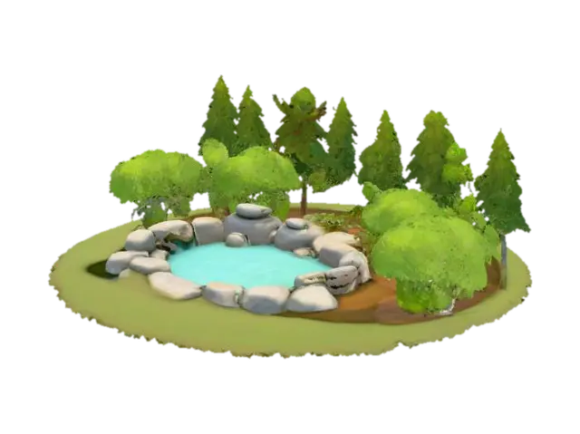 Forest Oasis 3D model, vytvořený pomocí AI