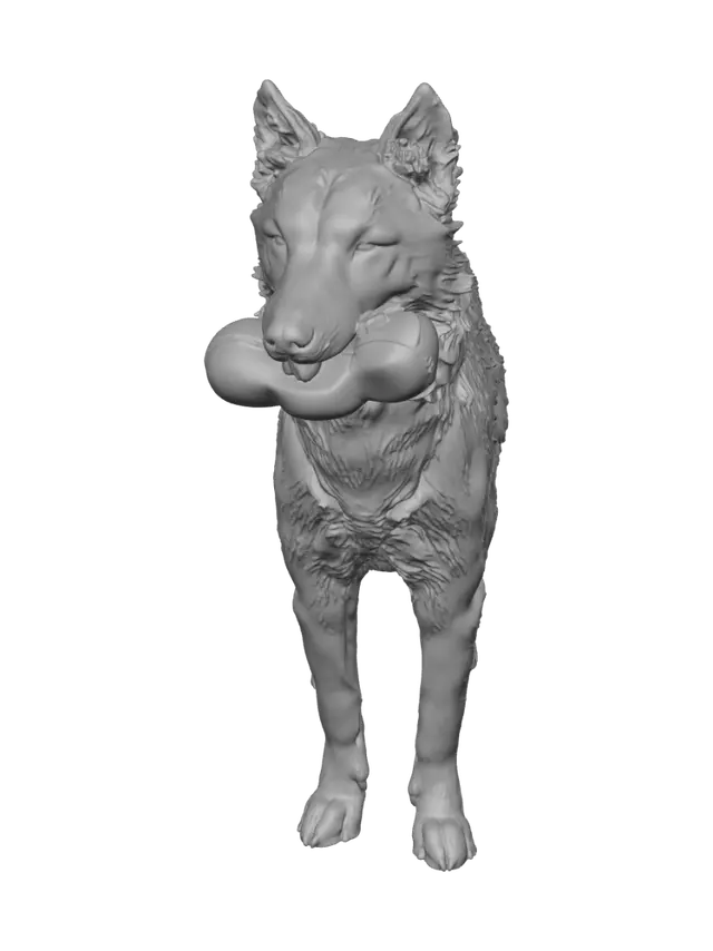 3D model for White Husky in Living Room with Blue-Lit Speakers