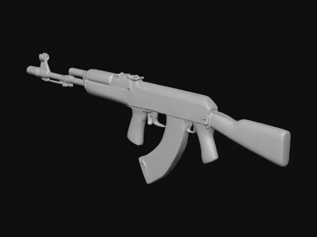 3D model for ak 47 rusted textures