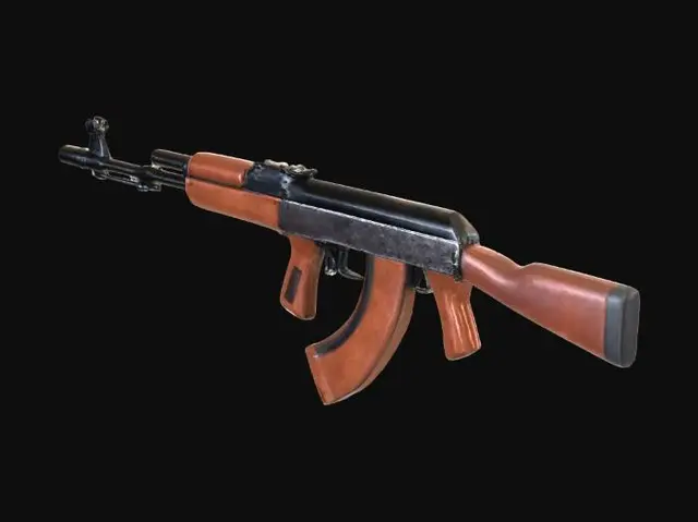 3D model for ak 47 rusted textures