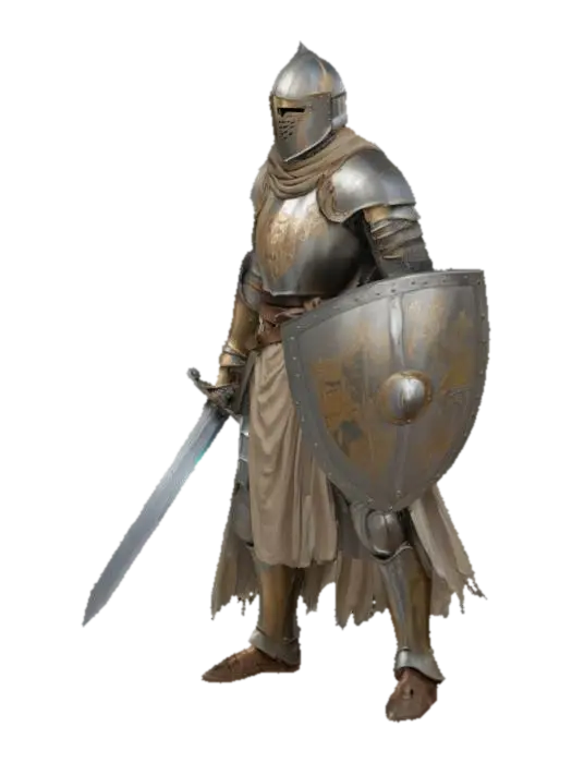 Knight of Valor 3D model, vytvořený pomocí AI