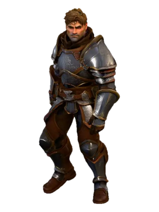 3D model for World of Warcraft human rogue, with simple details in armor and his sword