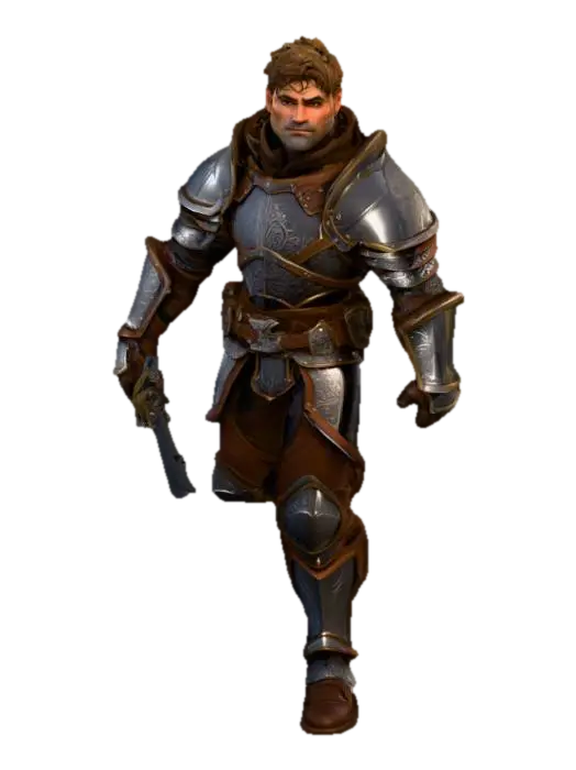 3D model for World of Warcraft human rogue, with simple details in armor and his sword