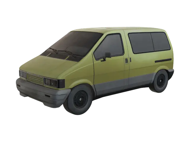 3D model for Yellow Van in a Parking Lot