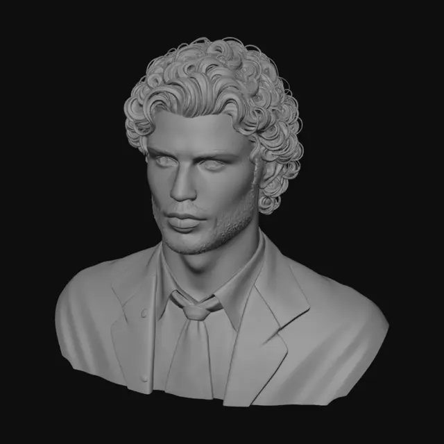 3D model for Curly-Haired Gentleman Portrait
