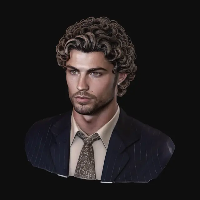 3D model for Curly-Haired Gentleman Portrait