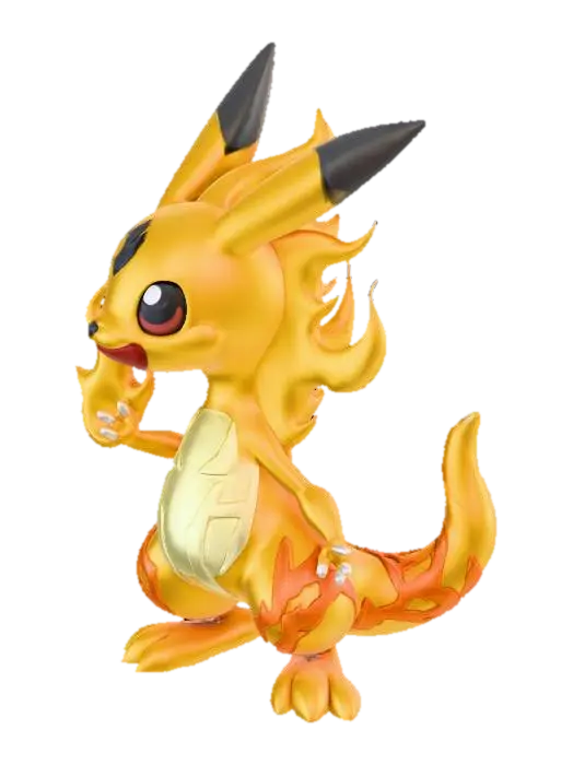 Покемон чармандер с пикачу скрещённый - Charmander 3D model, vytvořený pomocí AI