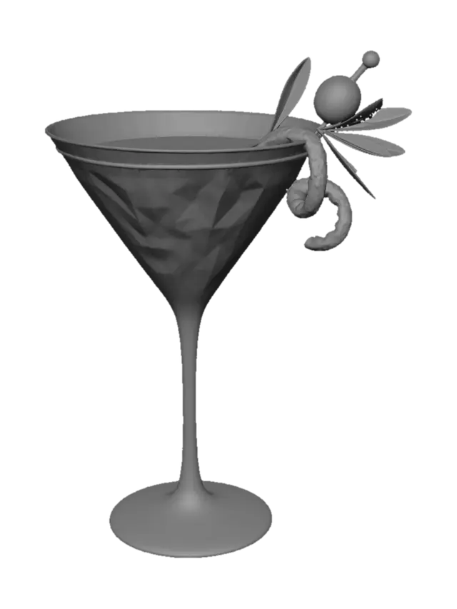3D model for Olive and Lemon Twist Martini