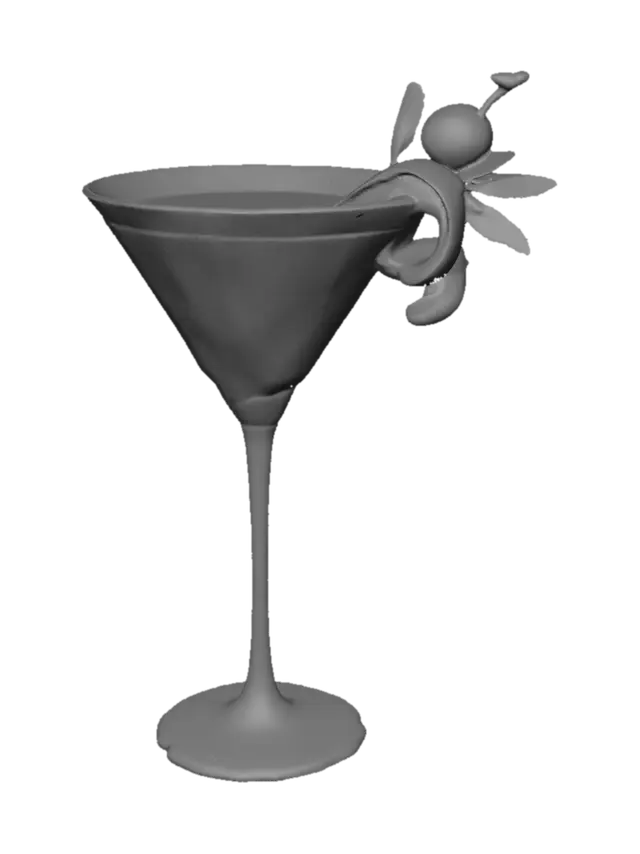 3D model for Olive and Lemon Twist Martini