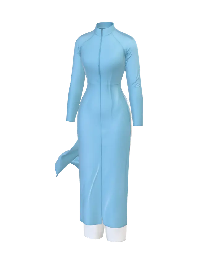 3D model for Back View Grid Pattern Dress with Draped Train