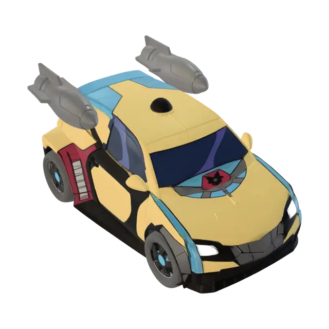 Rocket-Powered Yellow Racer 3D model, vytvořený pomocí AI