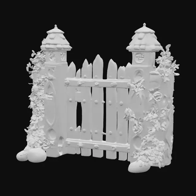 3D model for cute anime fantasy based in medieval times fence 