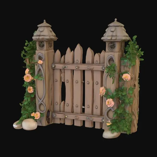 3D model for cute anime fantasy based in medieval times fence 