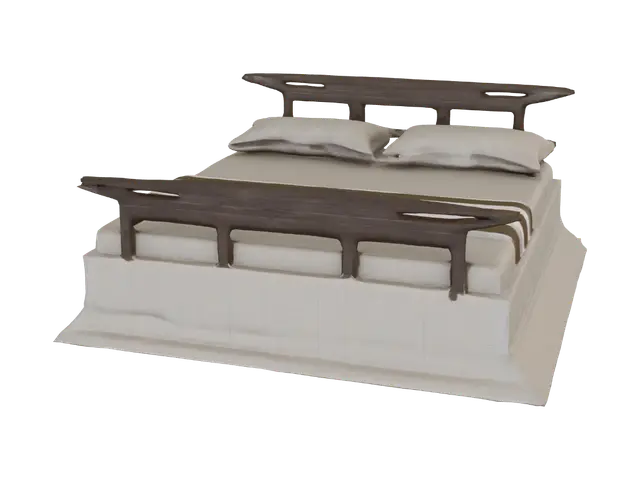3D model for Rustic Wooden Bed Frame with Storage