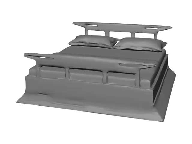 3D model for Rustic Wooden Bed Frame with Storage
