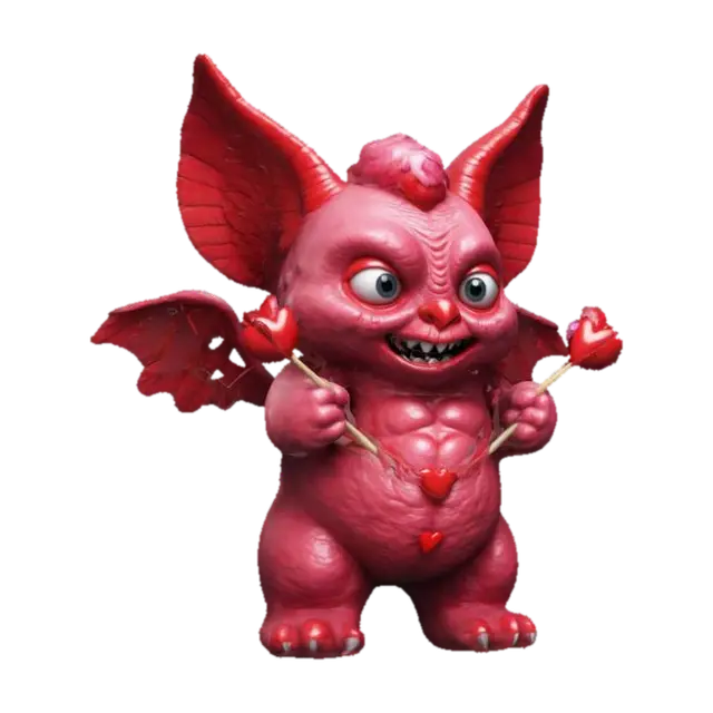 Valentines Day Cupid Monster 3D model, vytvořený pomocí AI