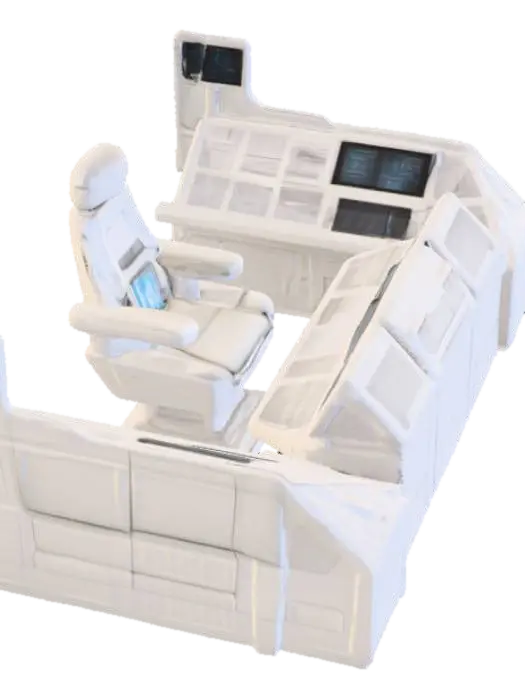 Starship Command Center 3D model, vytvořený pomocí AI
