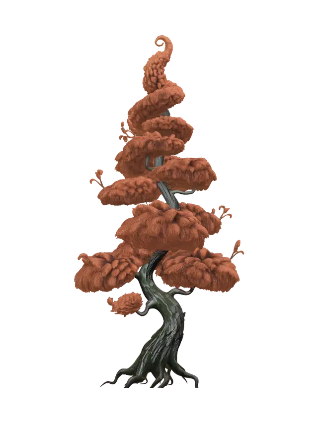 Copper Cloud Bonsai 3D model, vytvořený pomocí AI