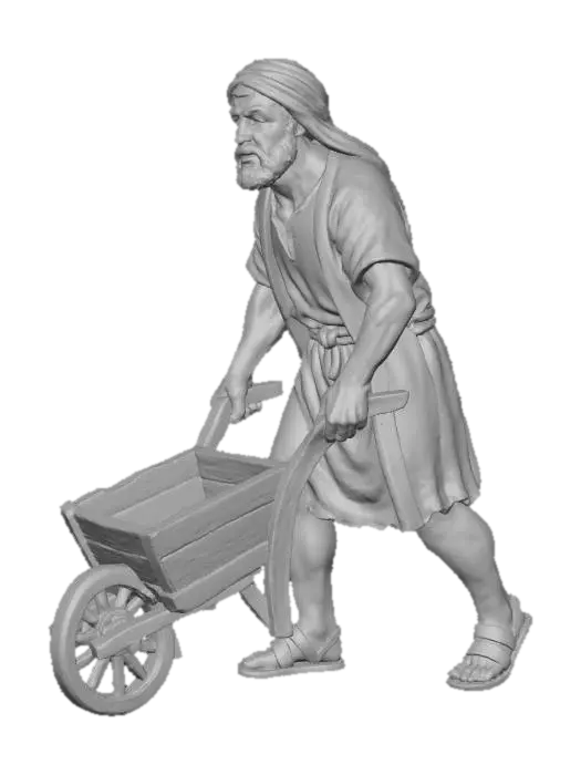 3D model for Worker with Wheelbarrow