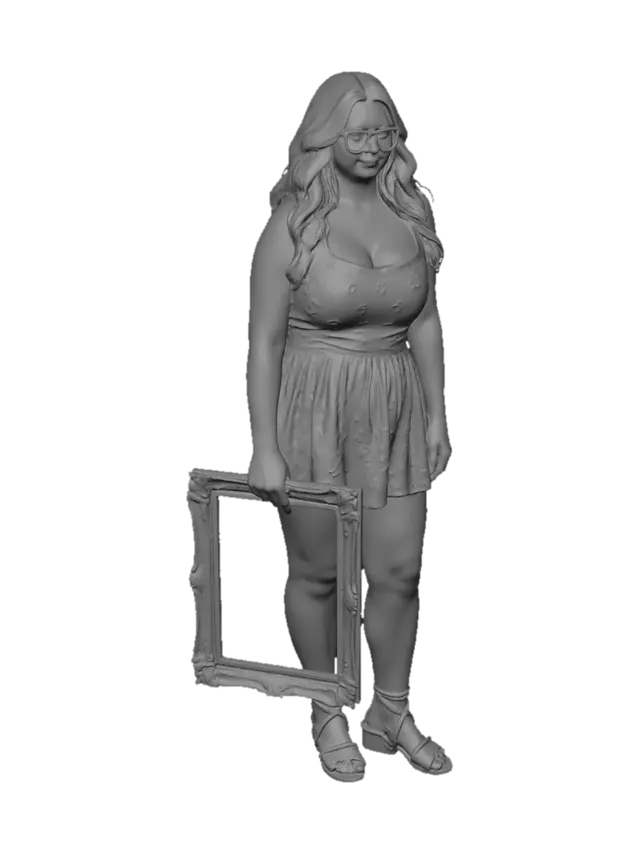 3D model for Portrait in a Red Floral Dress