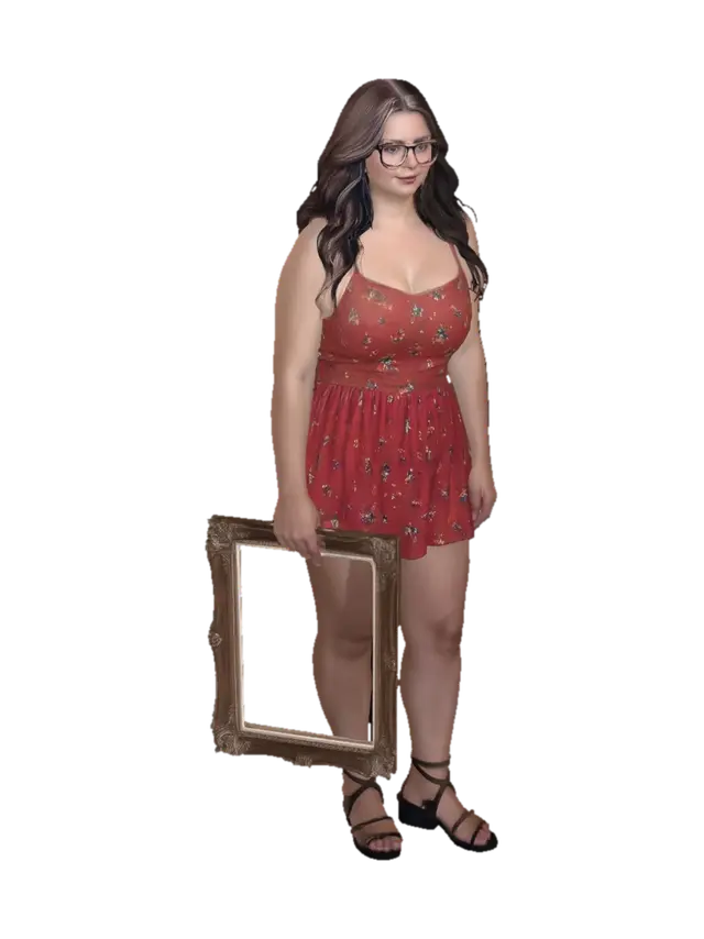 3D model for Portrait in a Red Floral Dress