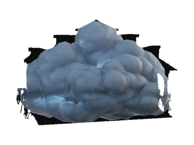 Create a gently swirling, medium-gray storm cloud that’s not too dark. Radiating a… 3D model, vytvořený pomocí AI